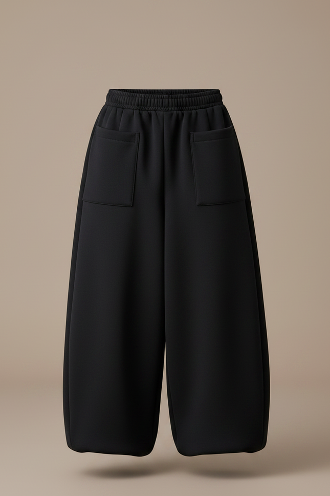 Pantalon Fluide Noir Ample Molleton Épais Enfant - vue 3