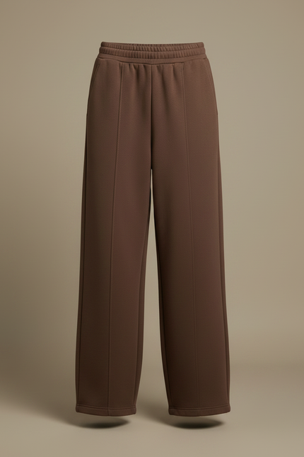Pantalon Fluide Marron Ample Taille Haute Casual Femme - Molleton - vue 3