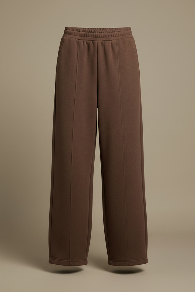 Pantalon Fluide Marron Ample Taille Haute Casual Femme - Molleton - vue 3
