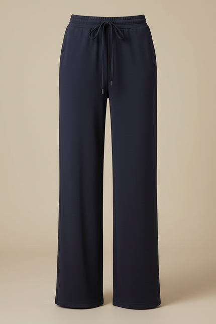 Pantalon Fluide Bleu Marine Ample Cordon Tissu Doux - Viscose - vue 3