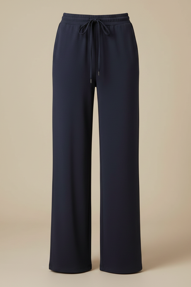 Pantalon Fluide Bleu Marine Ample Cordon Tissu Doux - Viscose - vue 3