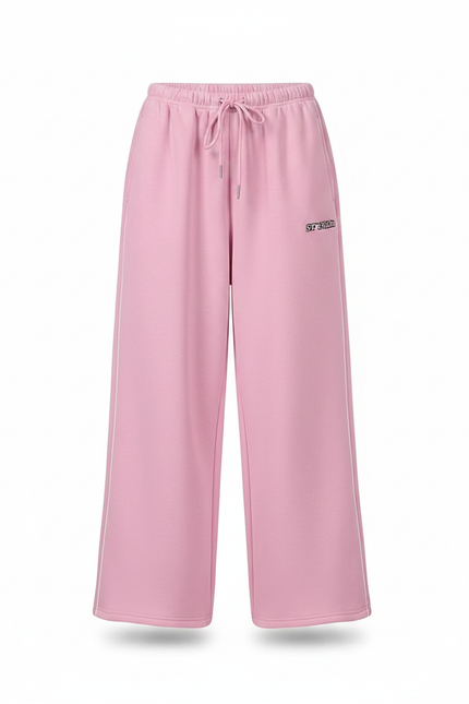 Pantalon Fluide Rose Ample Sport Rayures Confortable - Molleton - vue 2