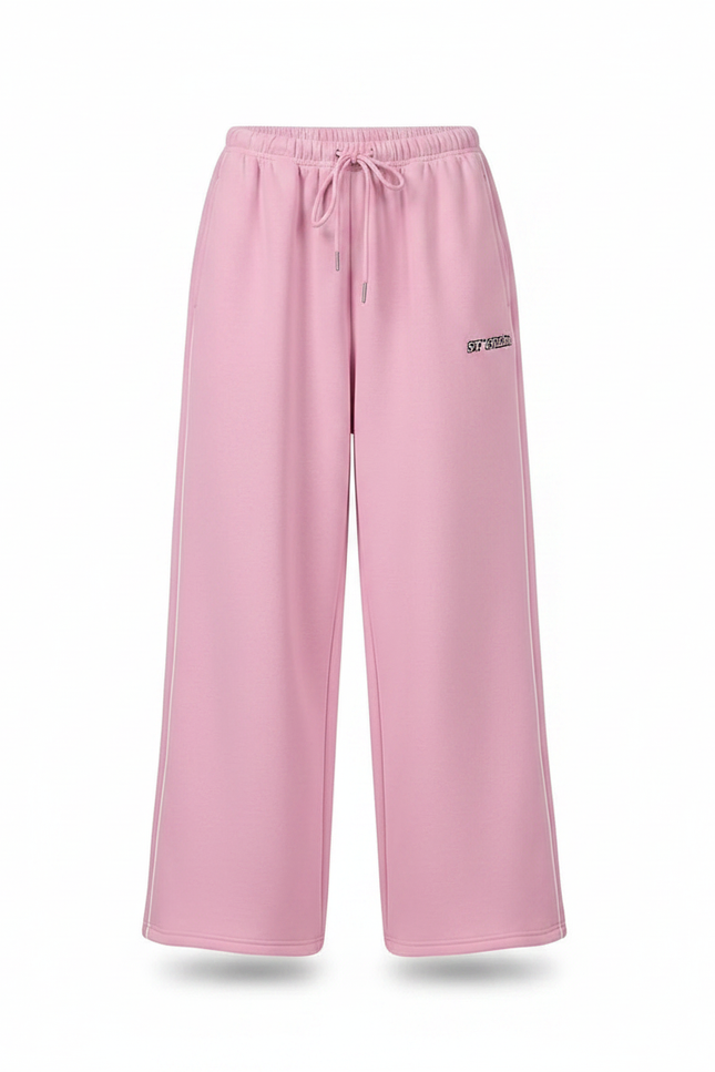 Pantalon Fluide Rose Ample Sport Rayures Confortable - Molleton - vue 2