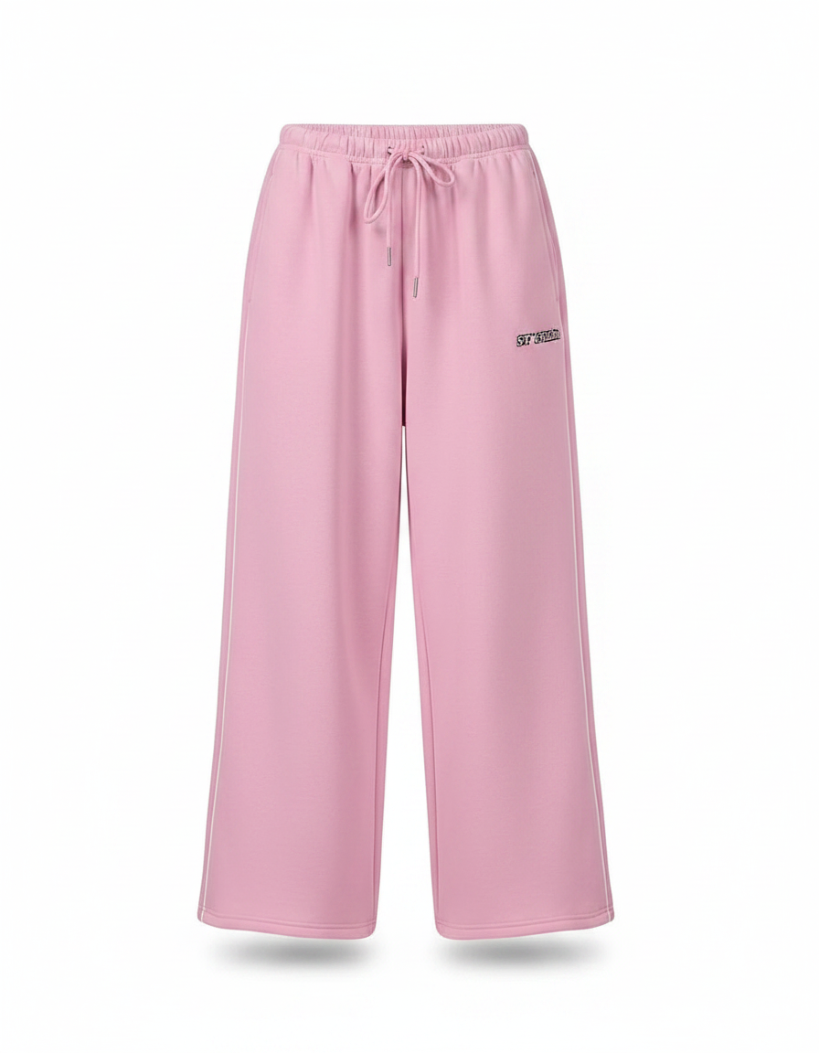 Pantalon Fluide Rose Ample Sport Rayures Confortable - Molleton - vue 2