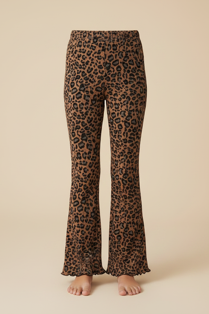 Pantalon Fluide Léopard Marron Évasé Confortable Enfant - Maille - vue 3