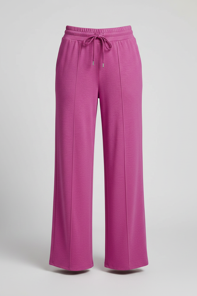 Pantalon Fluide Rose Ample Décontracté Cordon Poches - Molleton - vue 3
