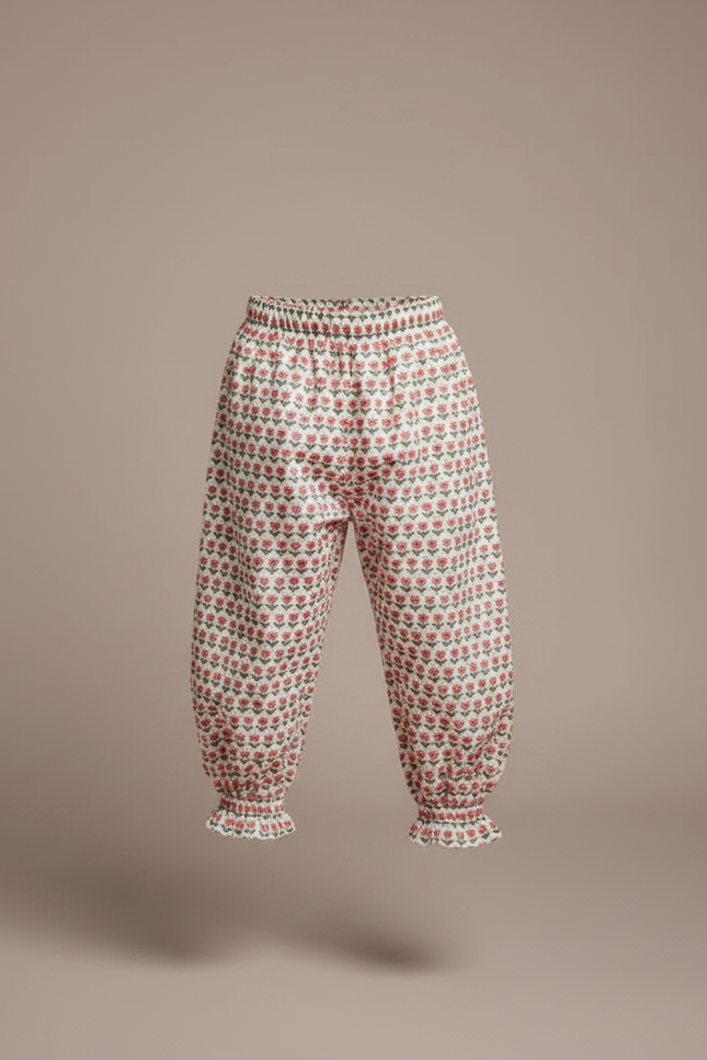 Pantalon Fluide Imprimé Floral Ample Coton Enfant - Multicolore - vue 3