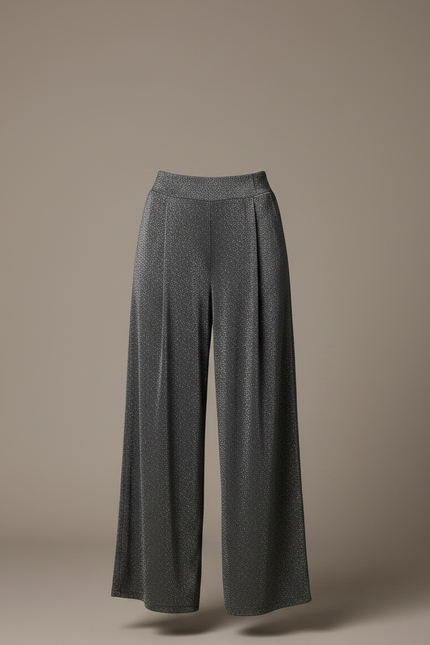Pantalon Fluide Scintillant Ample Taille Haute Élégant - Argenté Maille - vue 3