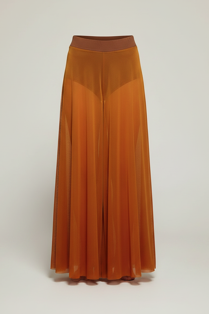 Pantalon Fluide Transparent Ample Marron Mesh Danse - Polyester - vue 2