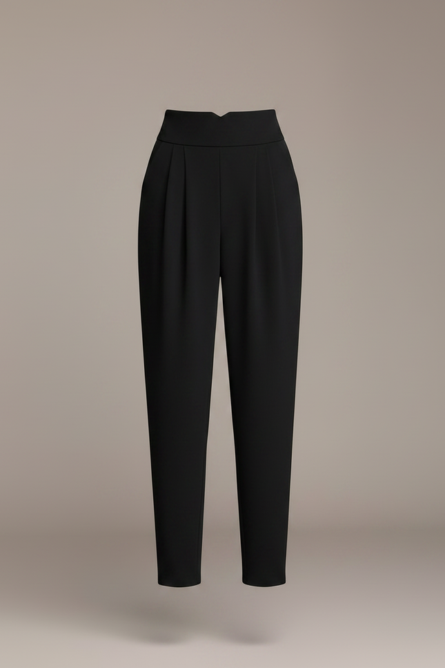Pantalon Fluide Noir Taille Haute Plissé Élégant Femme - Viscose - vue 3