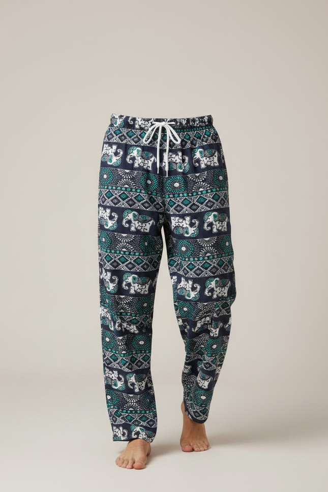 Pantalon Fluide Éléphant Thaïlandais Bleu Hippie Décontracté Homme - Marine Viscose - vue 3
