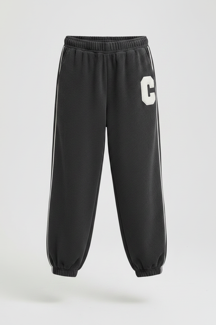 Pantalon Fluide Côtelé Gris Ample Confortable Enfant - Cordé - vue 3
