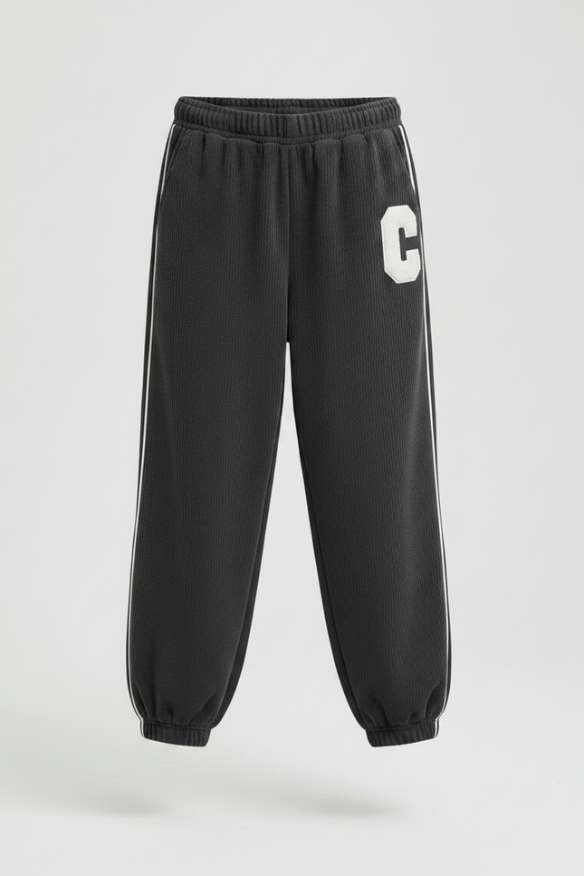 Pantalon Fluide Côtelé Gris Ample Confortable Enfant - Cordé - vue 3