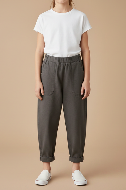 Pantalon Fluide Carotte - Kaki Molleton - vue 3