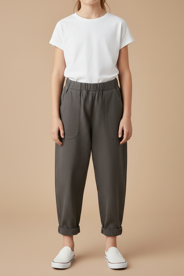 Pantalon Fluide Carotte - Kaki Molleton - vue 3