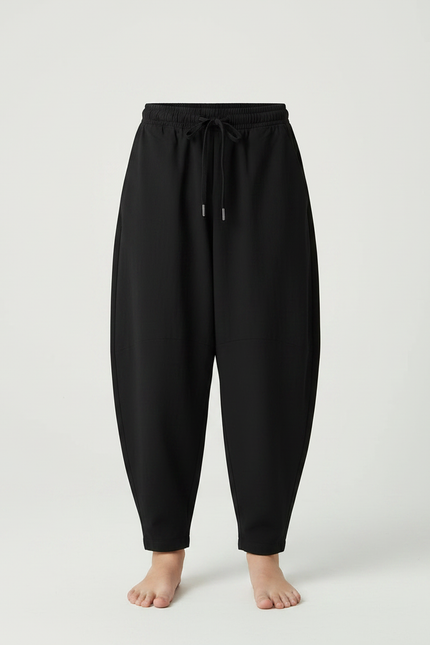 Pantalon Fluide Noir Ample Casual Enfant Cordon - Viscose - vue 3
