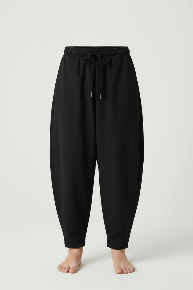 Pantalon Fluide Noir Ample Casual Enfant Cordon - Viscose - vue 3
