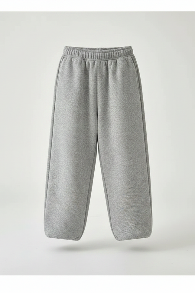 Pantalon Fluide Gris Ample Molletonné Décontracté Enfant - vue 3
