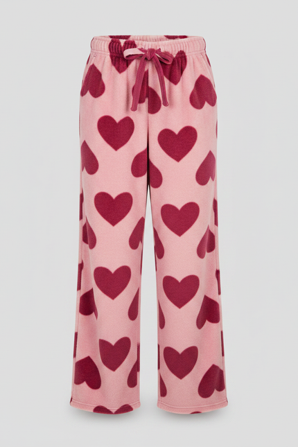 Pantalon Fluide Rose Cœurs Polaire Ample Doux - Molleton - vue 3