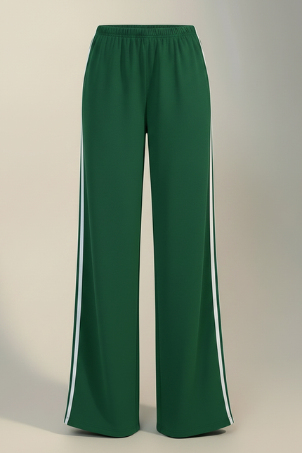 Pantalon Fluide Vert Ample Rayé Décontracté Femme - Polyester - vue 3