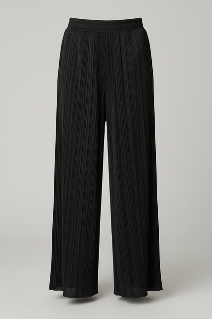 Pantalon Fluide Noir Plissé Ample Fille Décontracté - Polyester - vue 3