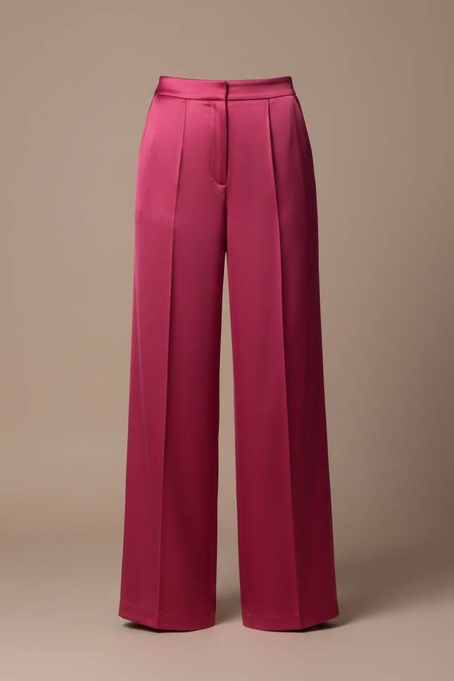 Pantalon Fluide Rose Fuchsia Satiné Ample Élégant - vue 3