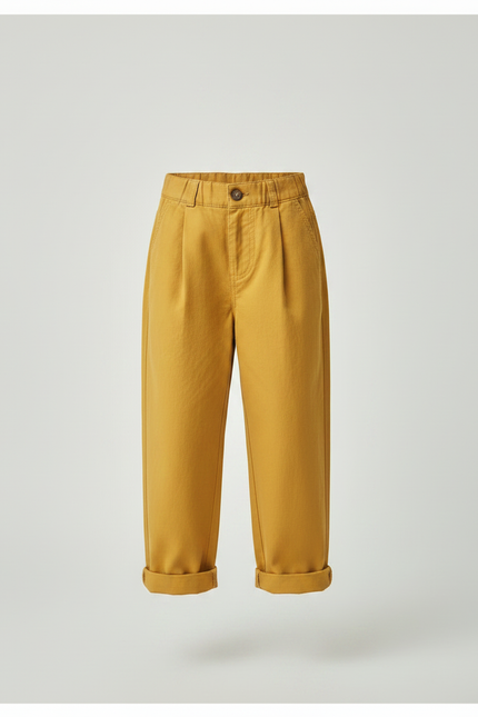 Pantalon Fluide Jaune Ample Coton Décontracté Enfant - vue 3