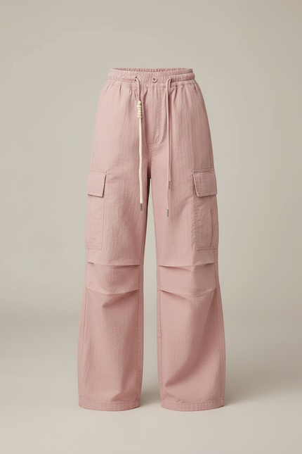 Pantalon Fluide Cargo Rose Ample Décontracté Jeune Fille - Polyester - vue 3