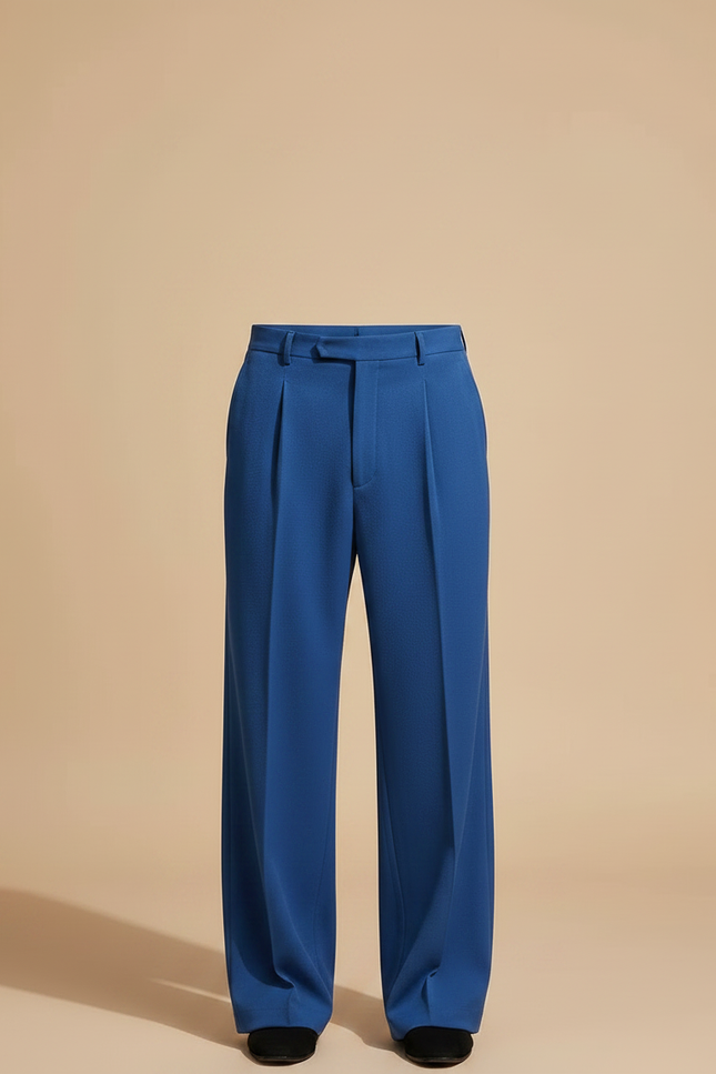 Pantalon Fluide Bleu Royal Plissé Ample Homme Élégant - Viscose - vue 3