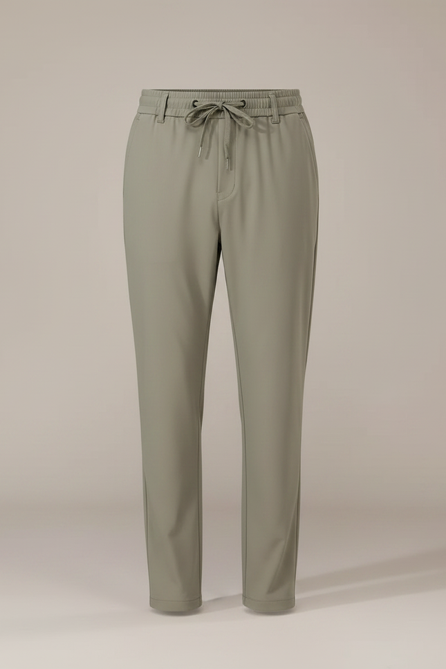 Pantalon Fluide Vert Kaki Droit Décontracté Homme - Polyester - vue 3