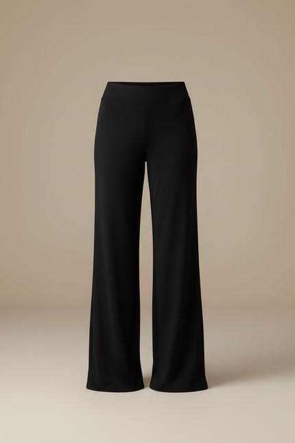 Pantalon Fluide Noir Ample Taille Haute Élégant Décontracté - Viscose - vue 3