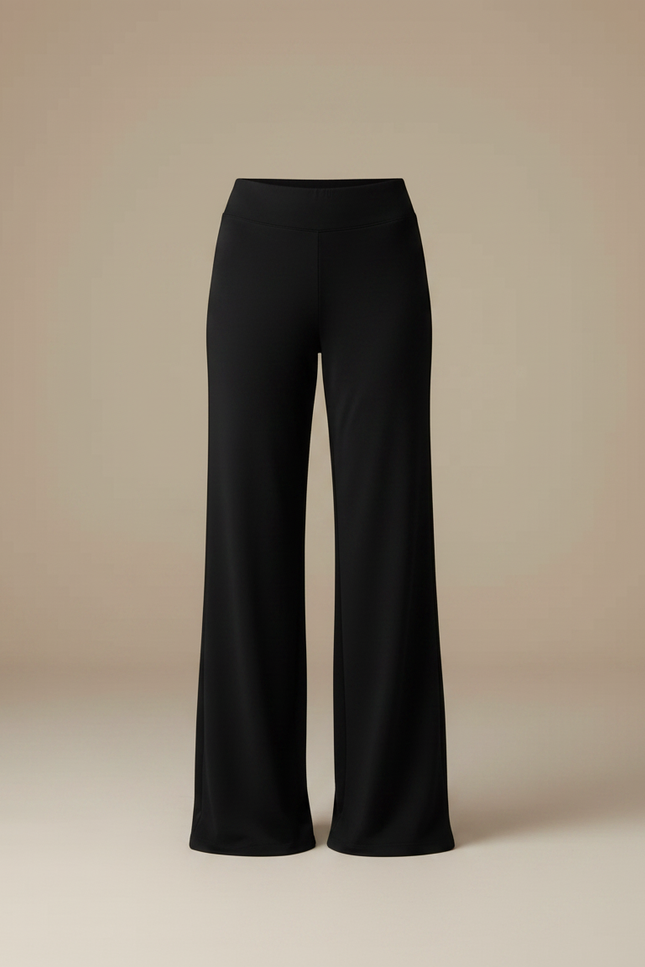 Pantalon Fluide Noir Ample Taille Haute Élégant Décontracté - Viscose - vue 3