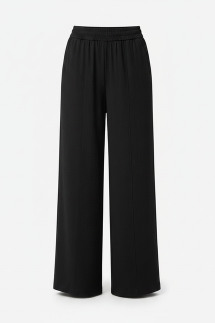 Pantalon Fluide Noir Ample Taille Élastique Femme - Viscose - vue 3