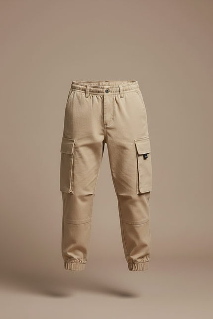 Pantalon Fluide Cargo Beige Ample Garçon Coton - vue 3