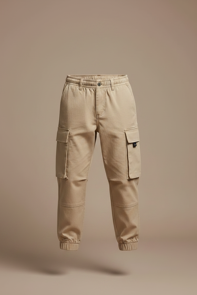 Pantalon Fluide Cargo Beige Ample Garçon Coton - vue 3