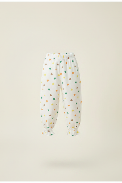 Pantalon Fluide Blanc Cœurs Colorés Ample Enfant - Lin - vue 3