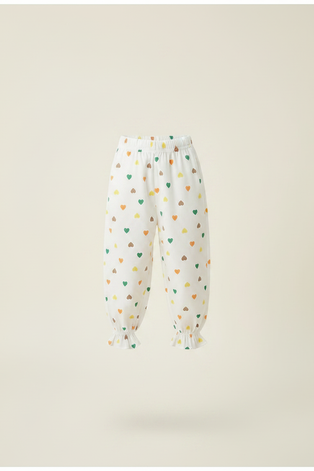 Pantalon Fluide Blanc Cœurs Colorés Ample Enfant - Lin - vue 3