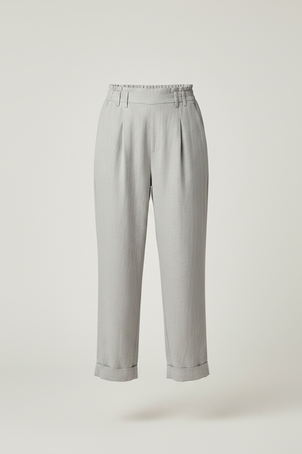 Pantalon Fluide Gris Ample Décontracté Lin Femme - vue 3