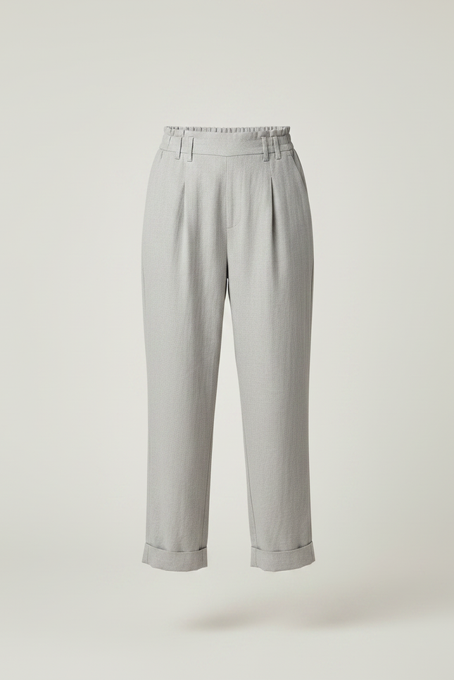 Pantalon Fluide Gris Ample Décontracté Lin Femme - vue 3