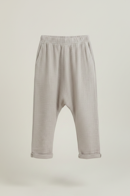 Pantalon Fluide Beige Coton Plissé Ample Enfant - vue 3