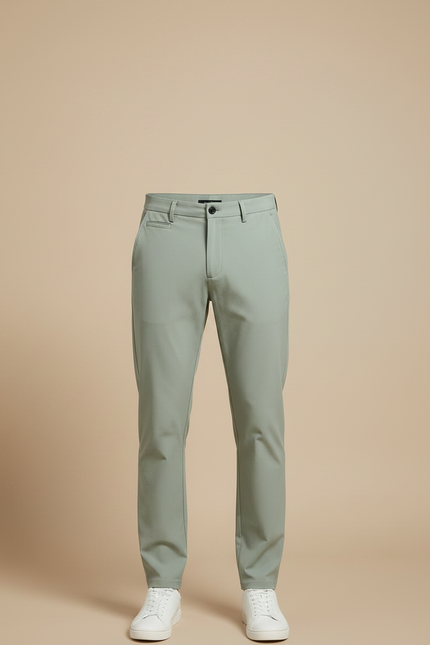 Pantalon Fluide Homme Vert Clair Ajusté Casual - Polyester - vue 3