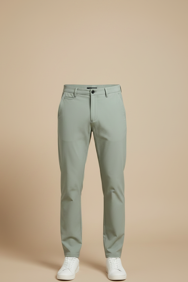 Pantalon Fluide Homme Vert Clair Ajusté Casual - Polyester - vue 3