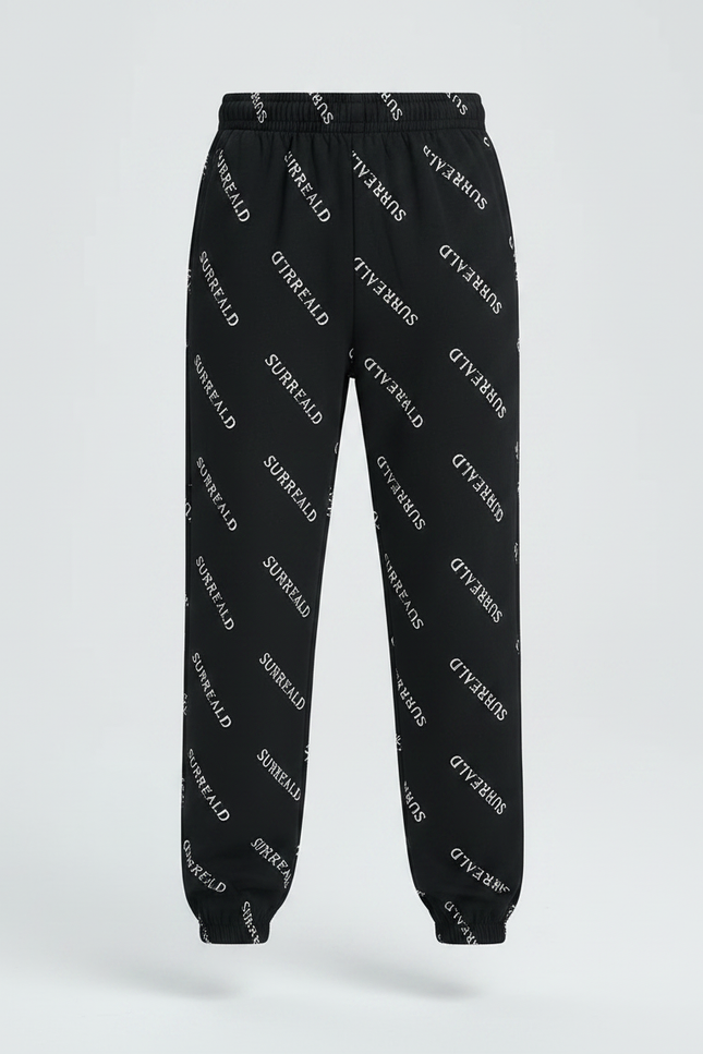 Pantalon Fluide Noir Imprimé Blanc Coton Décontracté Garçon - Molleton - vue 3