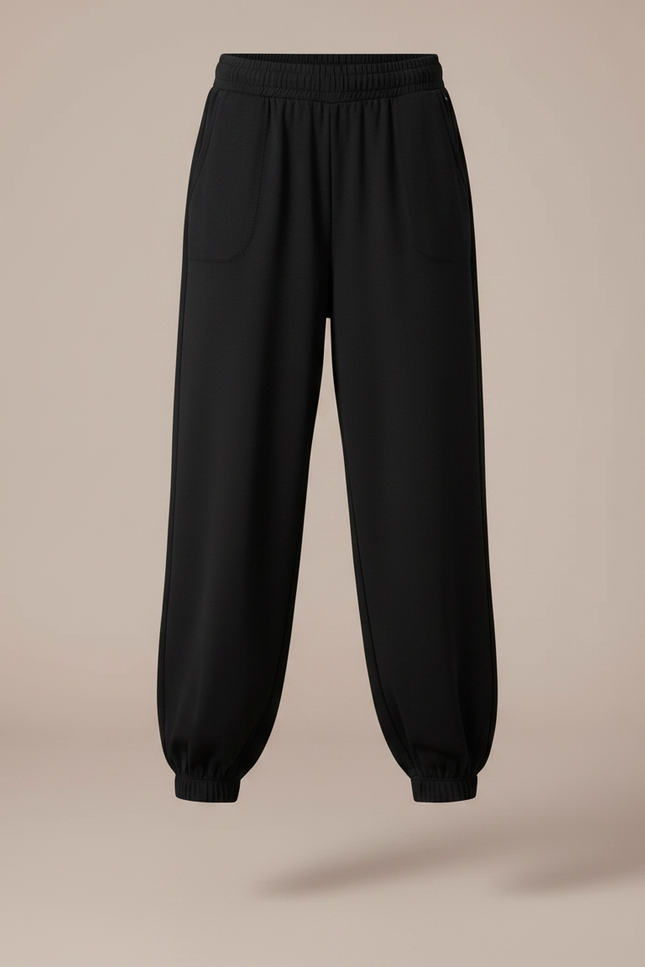 Pantalon Fluide Noir Ample Décontracté Élastiqué Enfant - Viscose - vue 3