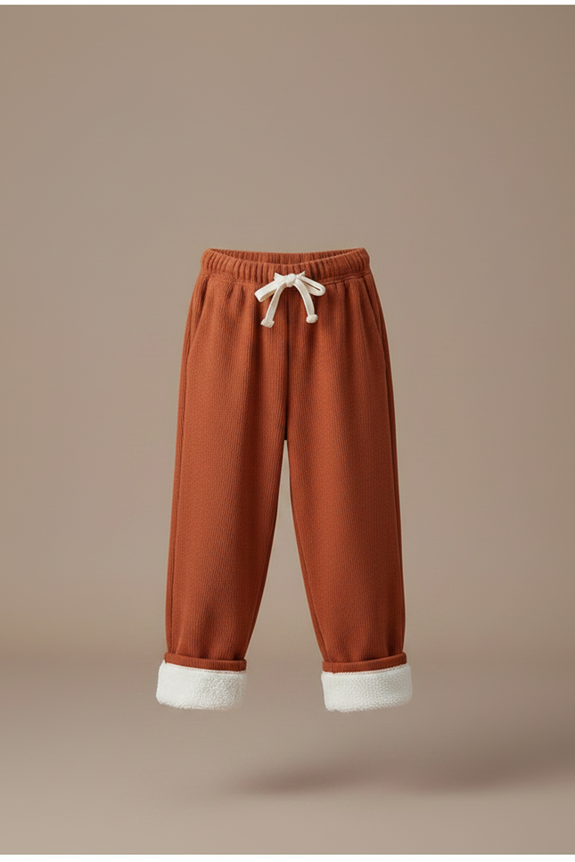Pantalon Fluide Marron Côtelé Ample Doublé Enfant - Cordé - vue 3