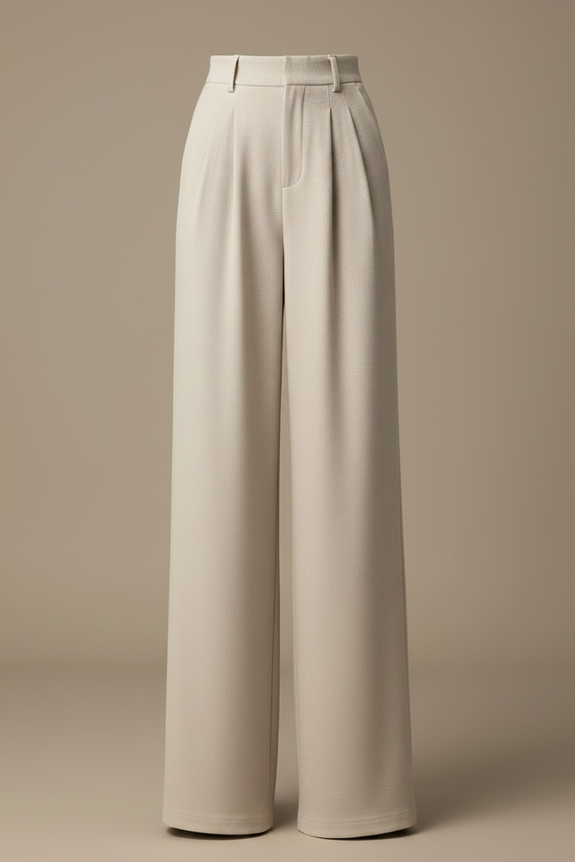 Pantalon Fluide Avec Ceinture - Beige Viscose - vue 3
