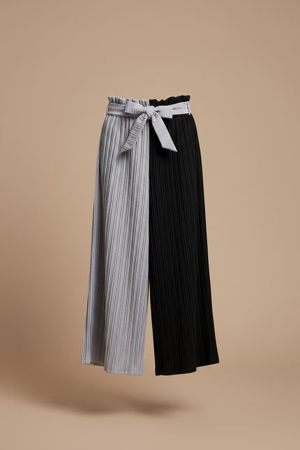 Pantalon Fluide Ceinture Noeud - Multicolore Maille - vue 3