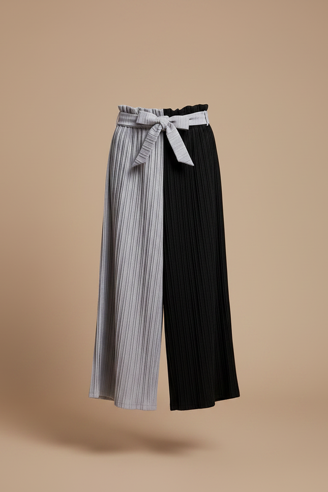 Pantalon Fluide Ceinture Noeud - Multicolore Maille - vue 3