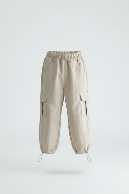 Pantalon Fluide Beige Cargo Coton Ample Garçon - vue 3