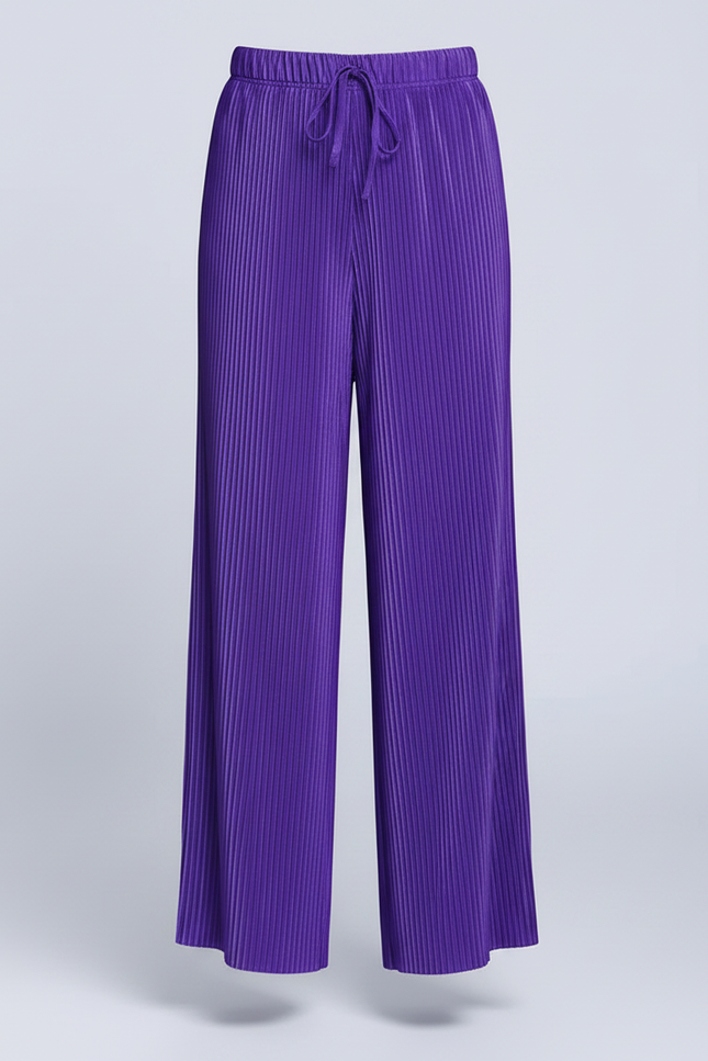 Pantalon Fluide Plissé Violet Ample Décontracté Enfant - Polyester - vue 3